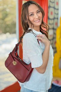 Andrea Structured Buckle Hobo - Red