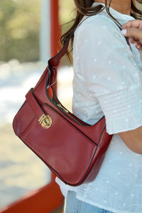Andrea Structured Buckle Hobo - Red