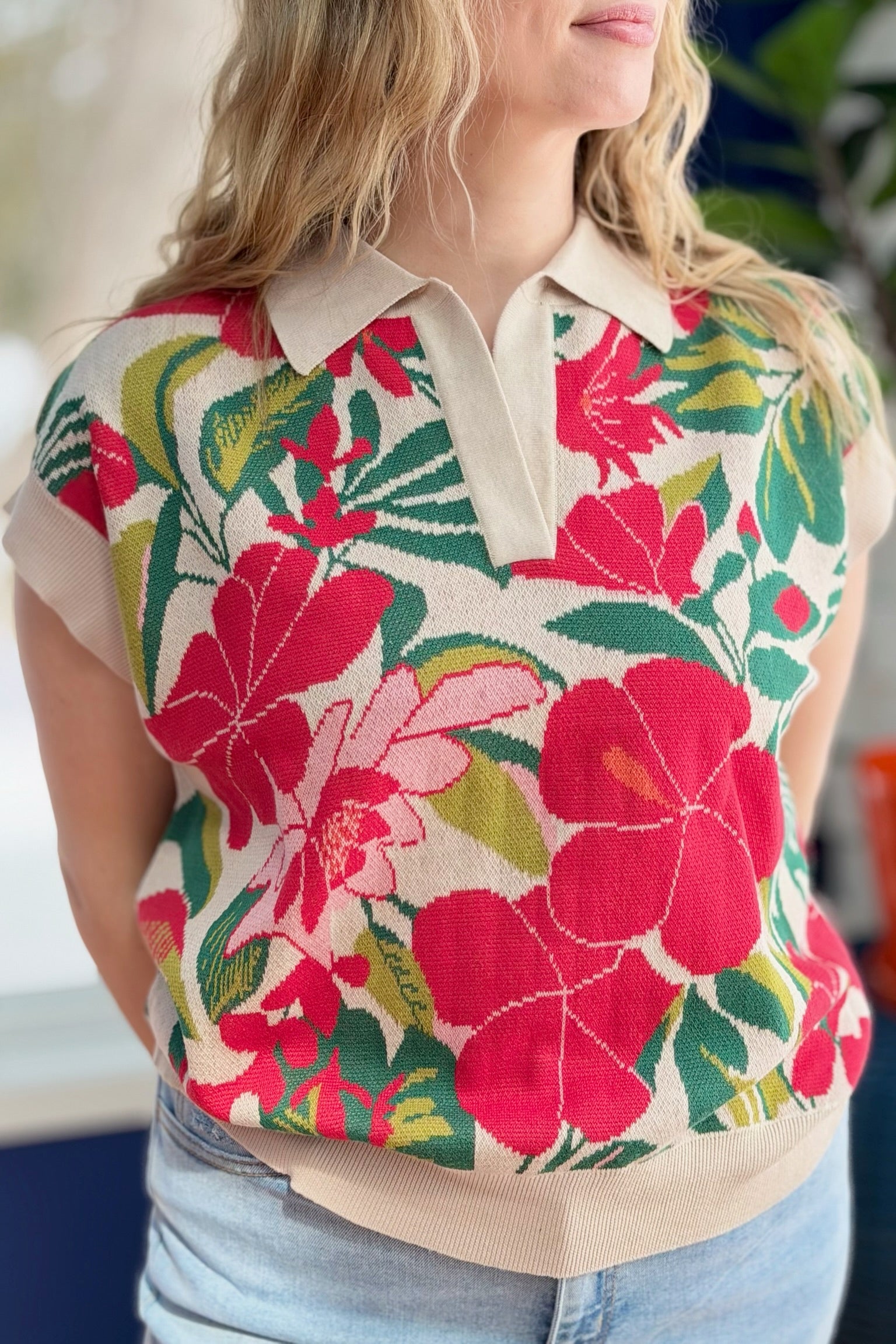 Floral Jacquard Knit Sweater