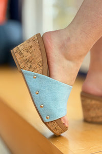 Blair Slip On Cork Platform - Denim