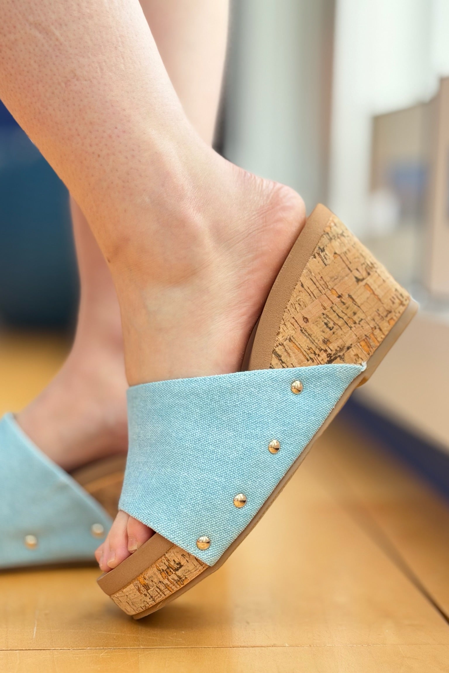 Blair Slip On Cork Platform - Denim