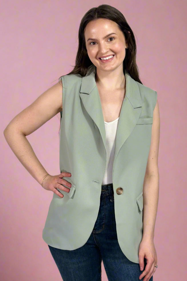 Sleeveless Blazer - Mint