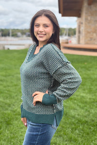 Contrast Stitch Reversible Sweater - Forest
