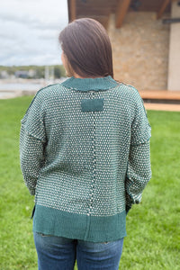 Contrast Stitch Reversible Sweater - Forest