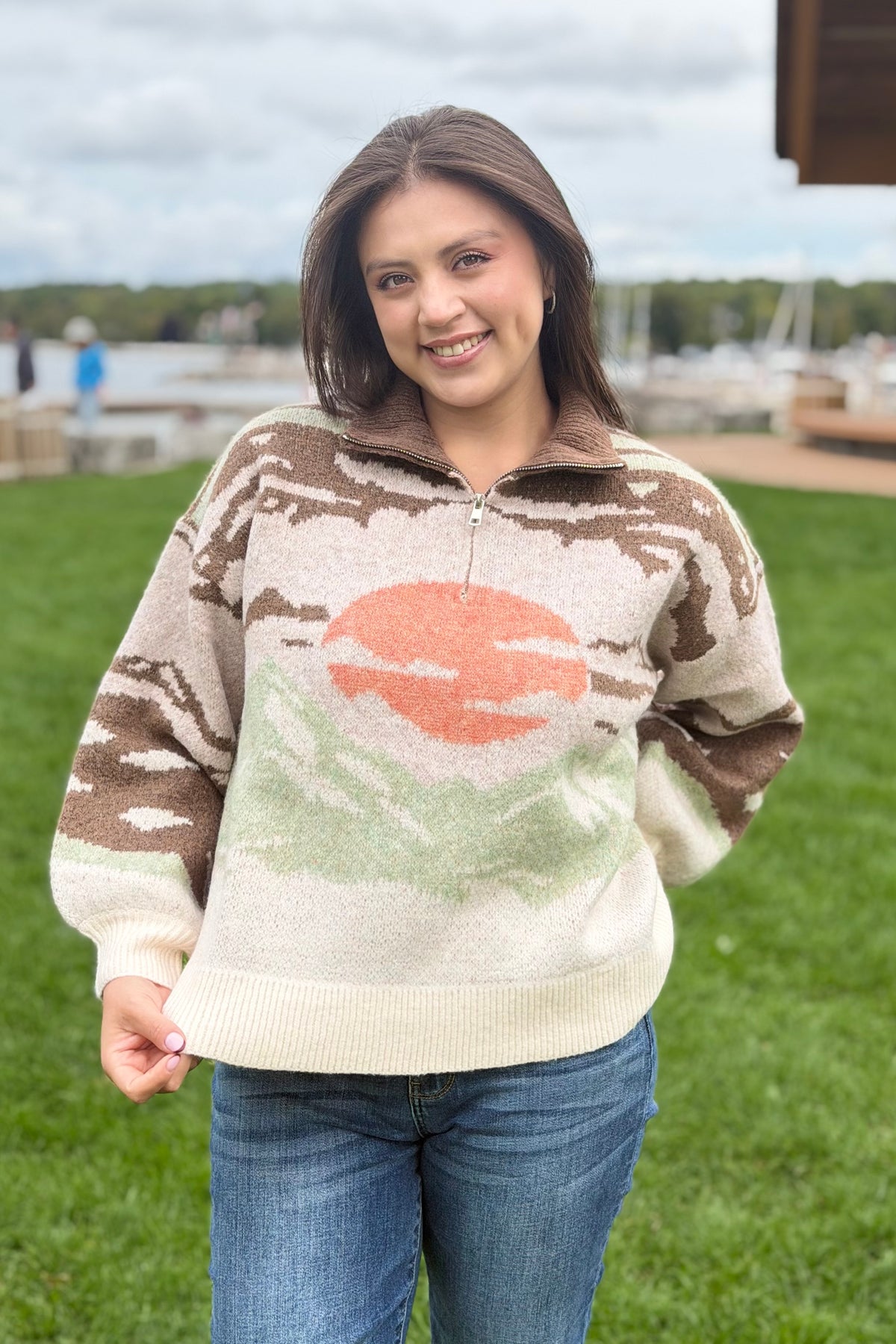 Mountain Half-Zip Sweater - Mocha