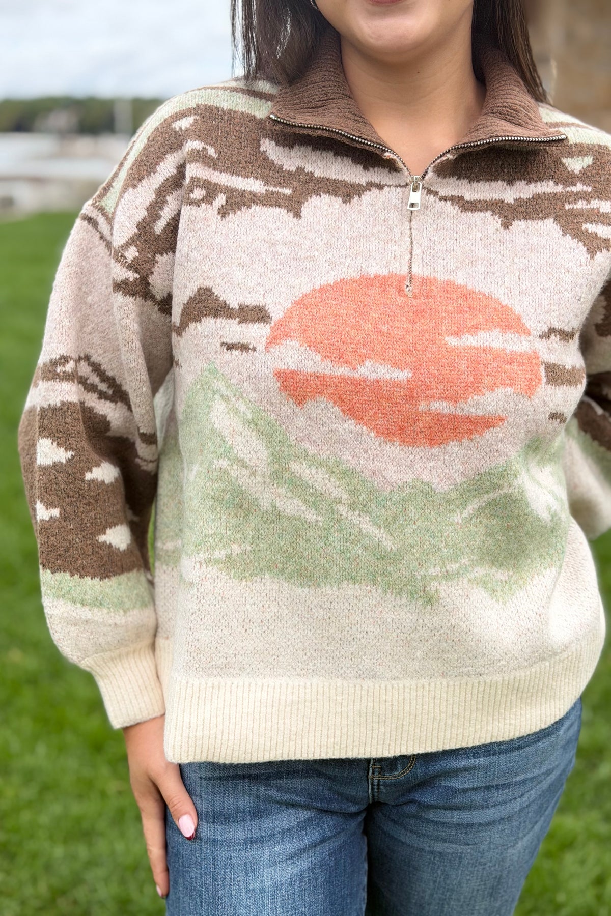 Mountain Half-Zip Sweater - Mocha