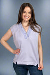 V-Neck Sleeveless Ruffle Top - Lavender