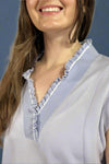 V-Neck Sleeveless Ruffle Top - Lavender
