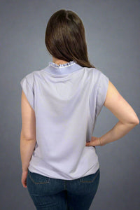 V-Neck Sleeveless Ruffle Top - Lavender