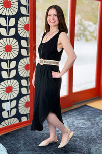 Round Hem Daisy Dress - Black