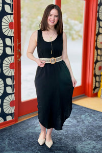 Round Hem Daisy Dress - Black