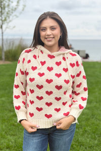 Heart Pattern Hoodie Sweater