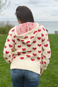 Heart Pattern Hoodie Sweater