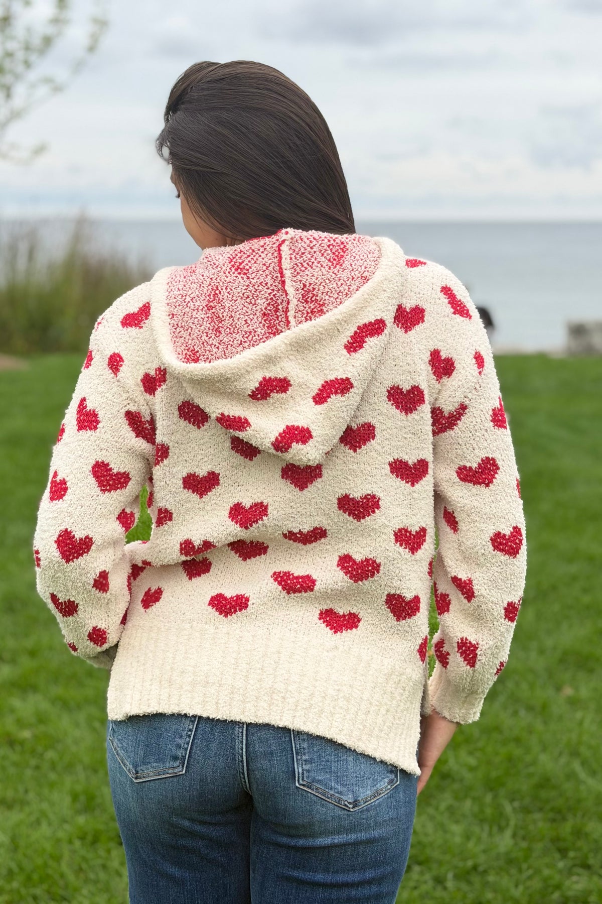 Heart Pattern Hoodie Sweater