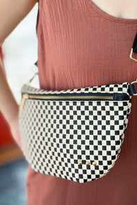 Westlyn Woven Bum Bag - Checkered Black