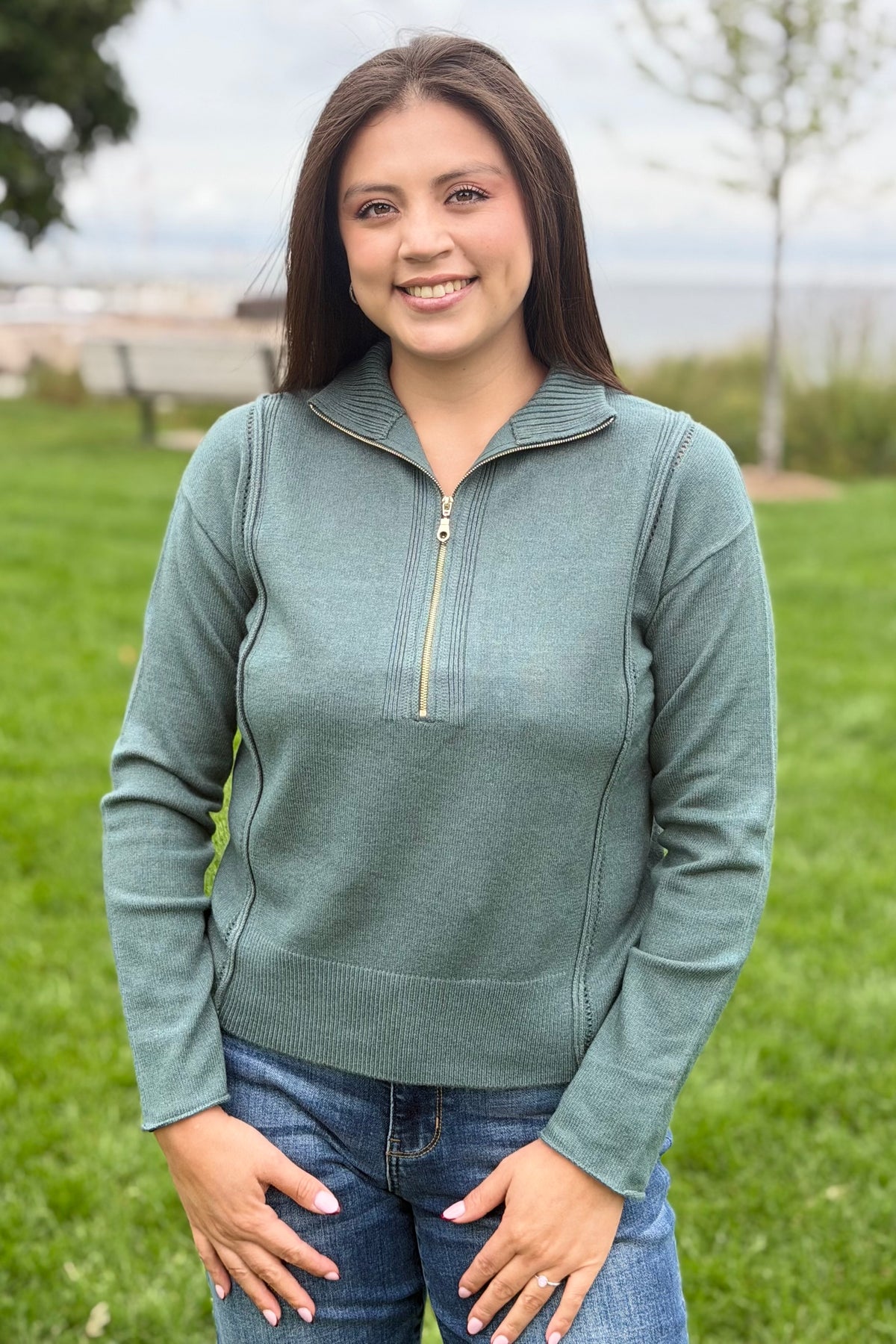Half Zip Sweater - Jade