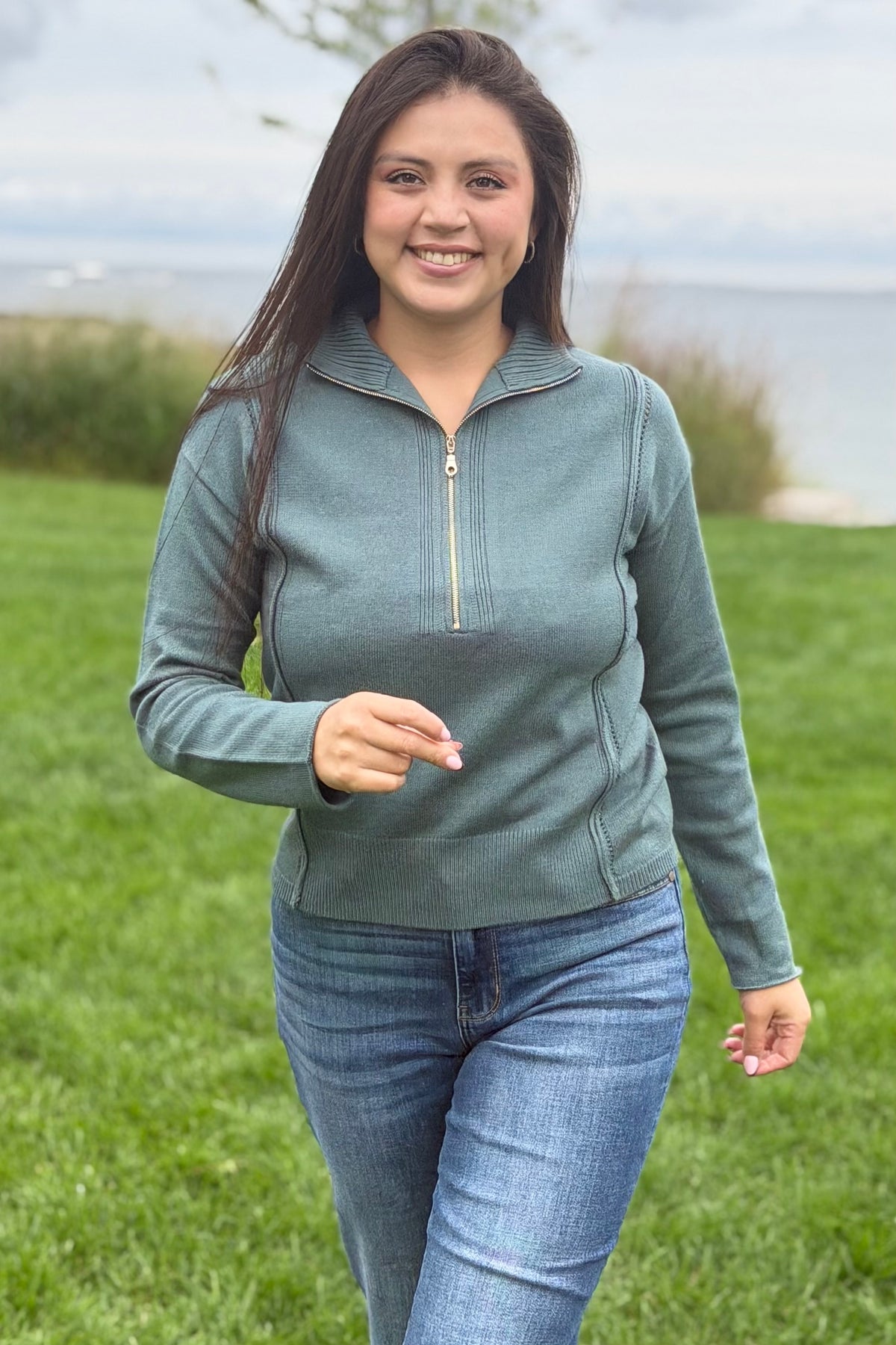 Half Zip Sweater - Jade