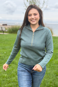 Half Zip Sweater - Jade