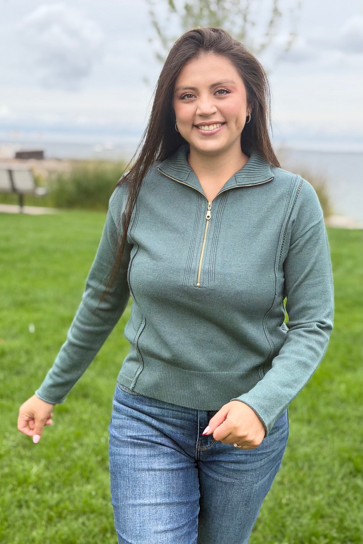 Half Zip Sweater - Jade