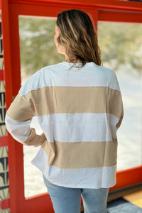 Bold Stripe Long Sleeve Top - White Oat