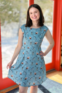 Pugs And Paws Print Dress - Blue