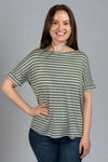 Short Sleeve Stripe T-Shirt - Dusty Olive