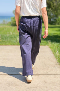 Wide Leg Utility Pants - Navy