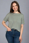 Short Sleeve Stripe T-Shirt - Dusty Olive