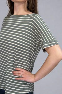 Short Sleeve Stripe T-Shirt - Dusty Olive