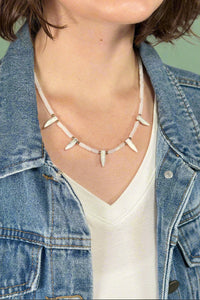 Aurora Tip Beaded Necklace - White