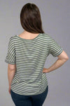 Short Sleeve Stripe T-Shirt - Dusty Olive