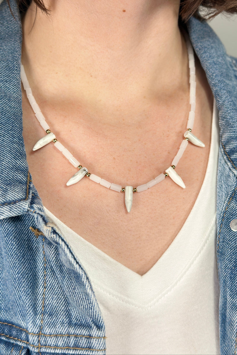 Aurora Tip Beaded Necklace - White