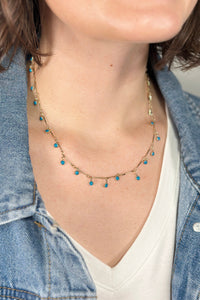 Chain Link Charm Necklace Turquoise