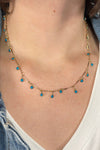 Chain Link Charm Necklace Turquoise