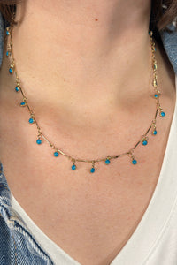 Chain Link Charm Necklace Turquoise