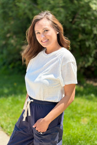 Junie Contrast Seam Top - White