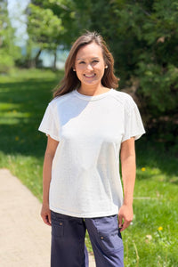 Junie Contrast Seam Top - White