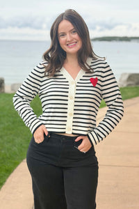 Heart Patch Stripe Cardigan