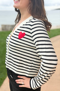 Heart Patch Stripe Cardigan
