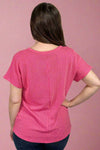 Notched Neckline Ribbed Shirt - Watermelon