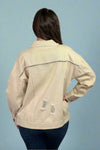 Washed Twill Distressed Jacket - Beige