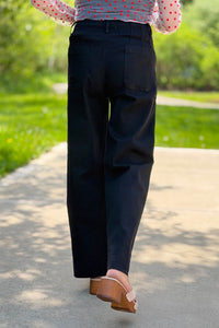 High Waist Cropped Pants - Black