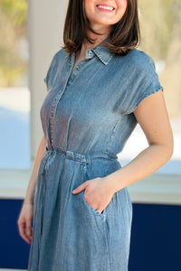 Chambray Button Down Dress - Denim