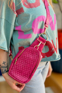 Waverly Woven Sling Bag - Fuchsia