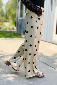 Wide Leg Pants Polka Dot - Taupe