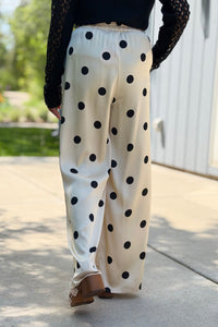 Wide Leg Pants Polka Dot - Taupe