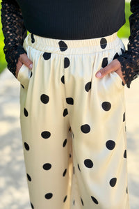 Wide Leg Pants Polka Dot - Taupe