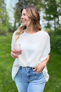 Knot Short Sleeve Round Neck Top - White