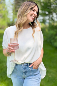 Knot Short Sleeve Round Neck Top - White