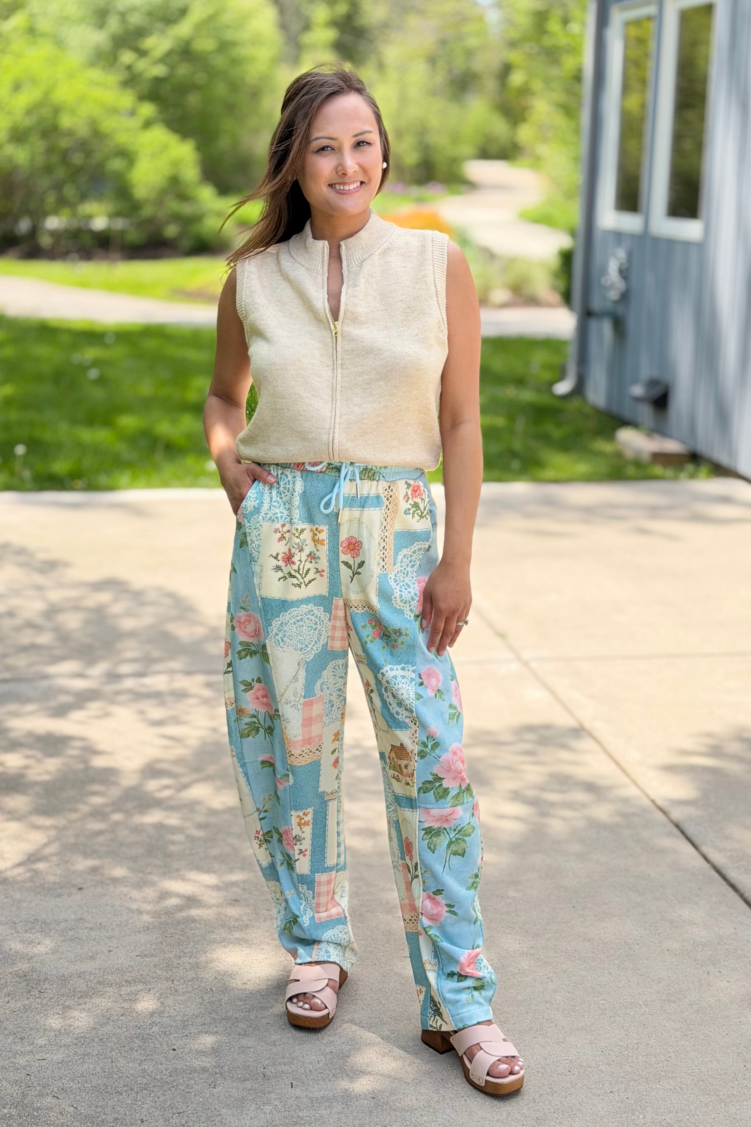 Barrel Leg Floral Jogger Pants
